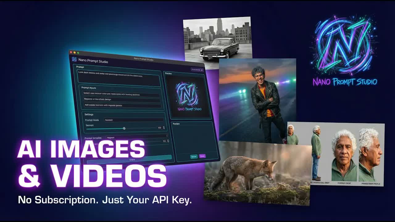 Thumbnail of the walkthrough: the app window beside images made with it